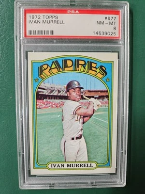 1972 TOPPS BASEBALL #677 IVAN MURRELL☆☆PSA 8 (NM-MT)☆☆SAN DIEGO PADRES☆☆ - Image 1 of 2
