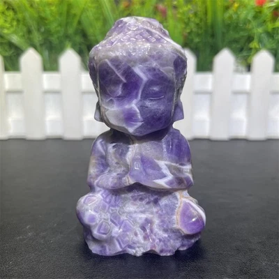 3.1" 0.3LB Natural Dream Amethyst Baby Buddha Crystal Carving Quartz Heal Decor - Image 1 of 4