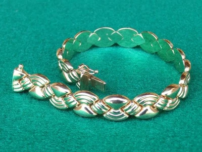 Pulsera Oro 14K, Oro Sólido, 7-3/16", Diseño de Cadena Muy Único, ¡Hermosa! Foto 1 de 4