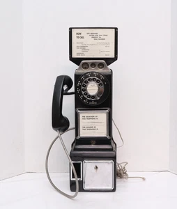 Vintage schwarz Automatik System Klingel Dreh Münztelefon 3 Münzfächer antik mit Schlüssel - - Bild 1 von 9