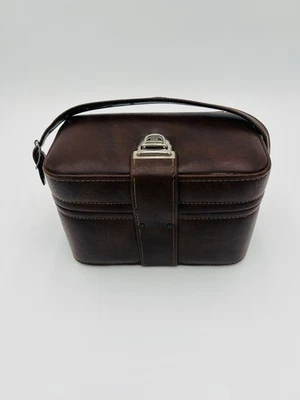 Bolso de Mano Estuche Fino Marrón Cuero Duro De Colección con Hebilla Correa Corta Canon Foto 1 de 4