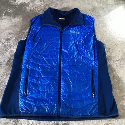 Marmot Vest Mens XL Blue Insulated Hybrid Fleece Full Zip Outdoors Hiking - Image 1 of 4