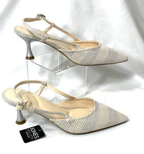 Jones New York Slingback Buckle Pump 8 M Ivory Metallic Kitten Heel NEW w/Tag - Picture 1 of 9