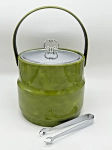 Vintage MCM Eiskübel Avocado Grün mit Zange - Bild 1 von 13