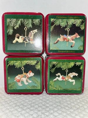 4 Willits Carousel Horses Tin Boxes Christmas Collectibles Ornaments 5304 5306 - Image 1 of 4