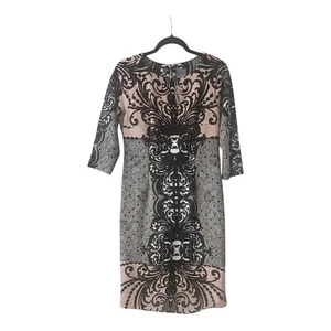 Rabbit Rabbit Rabbit Dress NWOT Size 8 Sheath Stretch 3/4 Sleeve Back Keyhole - Picture 1 of 11