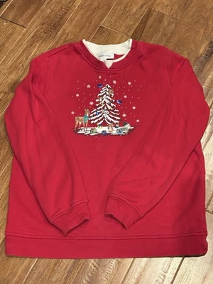 Винтажный Breckenridge вышитая рождественская елка животных Crewneck толстовка красный S - Изображение 1 из 4