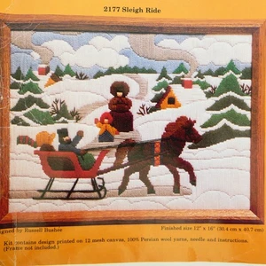 Creative Circle Sleigh Ride Long Stitch Needlepoint Kit 2177 Winter Scene 1981 - Picture 1 of 4