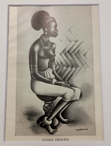 VINTAGE Original Lithograph by Miguel Covarrubias - Guinea Princess DOUBLE SIDED
