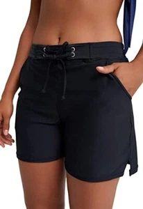 Yilisha Women Swim Shorts with Pocket High Waisted Board Shorts, Black, Medium - Picture 1 of 6
