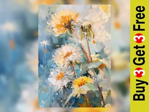 Impasto Oil Daisy Painting Print 5"x7" on Matte Paper - Picture 1 of 6