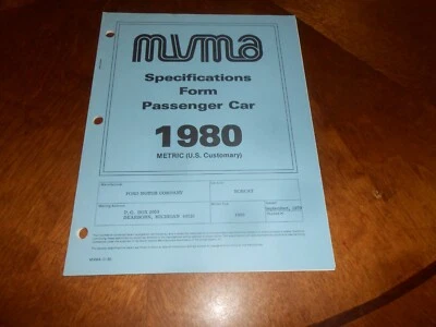 Mercury Bobcat 1980 especificaciones MVMA / 38 p. manual original / folleto '80 Foto 1 de 3