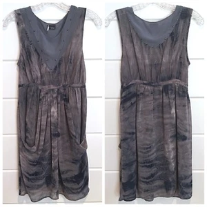Sparkle & Fade Urban Outfitters Gray Navy Tie Dye Chiffon Dress Studded Sz S - Picture 1 of 8