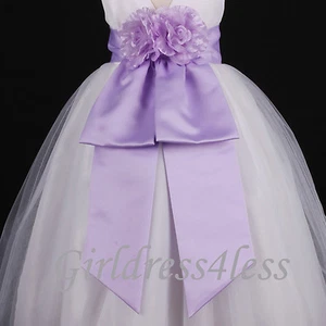 Faja de lavanda lila flor niña vestido arco S M L 12M 18M 2 4 6 8 10 12 - Imagen 1 de 1