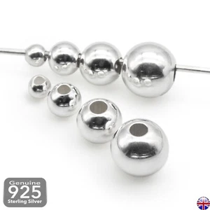 Sterling Silver BEADS for Jewellery Making ROUND 925 Bead SPACER 2mm 3mm 4mm 5mm - Picture 1 of 4