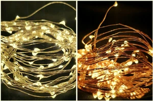 LED Drahtlichterkette Lichterkette m. Timer Innen & Aussen 20/40/100 Batterie CB - Bild 1 von 1
