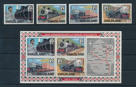 [113198] Swaziland 1984 Railway trains Eisenbahn with Souvenir sheet MNH Cover