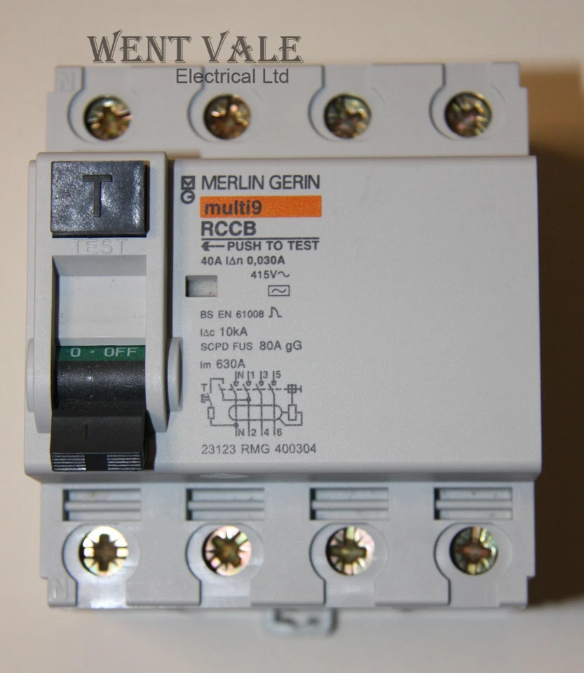 Merlin Gerin Multi 9 - RMG400304-23123 - 40A 30mA Four Pole Class AC RCCB Used - Image 1 of 1