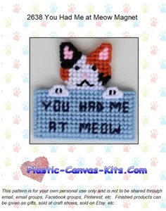 You Had Me at Meow Magnet - Plastic Canvas Pattern or Kit - Picture 1 of 1