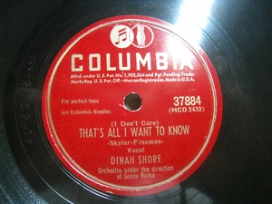 Dinah Shore That's All I Want to Know / Lazy ... *Columbia 37884 10" 78 rpm - Picture 1 of 3