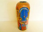 Hand Painted Pottery VASE Religious Russian Baptismal Scene Priests Pink Robe