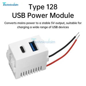 Typ 128 Moduł zasilania USB 220V Gniazdo 5V 2.1A USB + Typ-C Gniazdo ładowania Moduł - Zdjęcie 1 z 17