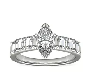 2.60 Ct Marquise IGI Certified Lab Grown Wedding Diamond Rings 14K White Gold - Picture 1 of 7