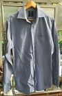Hawes And Curtis Mens Blue Striped Long Sleeve Smart Casual Slim Shirt Size155