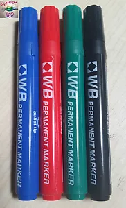 Quality Bullet Tip PERMANENT Marker Pens Black Blue Green Red - Picture 1 of 5