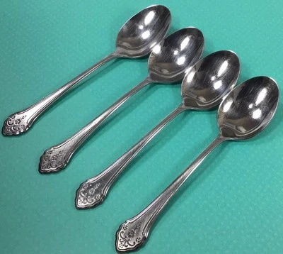 4 Lakewood Oneida Profile Stainless Soup Oval Place SPOONS Flatware Discontinued - Image 1 of 4