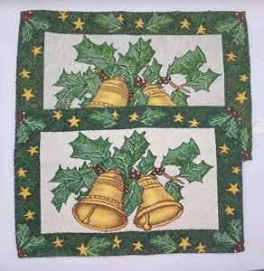 Dinner Table Placemats Topper Christmas Holiday Holly Bells Stars Set of 2 READ - Picture 1 of 7