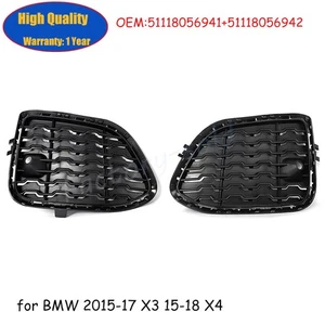 2X Front Bumper Fog Light Cover Face Bar Grille Trim For BMW 2015-17 X3 15-18 X4 - Foto 1 di 13