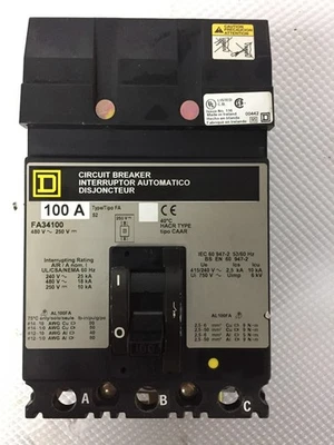 DISJUNTOR QUADRADO D FA34100 100 AMP 480 VOLTS 3 PÓLOS I-LINE... 181 - Imagem 1 de 4