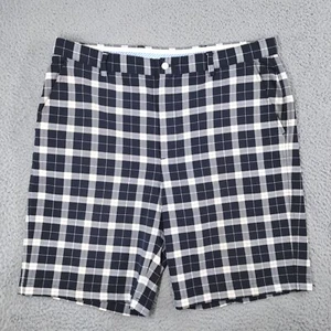 FJ FootJoy Golf Shorts Mena 38 Blue Plaid Stretch Chino Performance Athletic - Picture 1 of 20