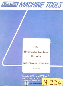Norton 10", Hydraulic Surface Grinder, Instructions and 678-13 Parts Manual 1967 - Picture 1 of 4