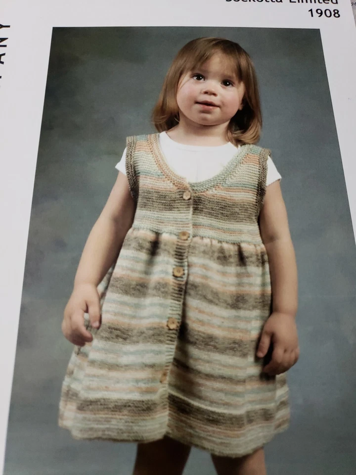  Plymouth Knitting Pattern 1908 Sockotta Girls Dress to 4 yrs - Image 1 of 1