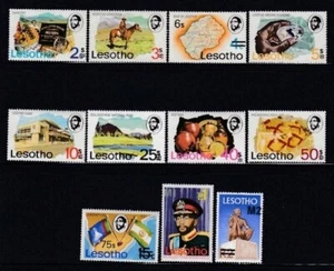 LESOTHO Traditional Life, Map, Flag & King Moshoeshoe II Surcharges MNH set - Picture 1 of 1