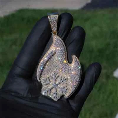 3.00Ct Round Cut Real Moissanite Customized Pendant 14K White Gold Plated Silver - Image 1 of 4