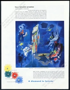 Jean De Botton 1959 fuegos artificiales y pareja arte De Beers diamantes anuncio impreso vintage - Imagen 1 de 7