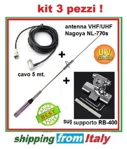 KIT RADIOAMATORE : CAVO 5 MT. + ANTENNA VHF UHF + SUPPORTO ANTENNA PER AUTO - Foto 1 di 1
