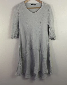 Risona By Tomo Womens Size 1 Gray Gauze Linen Lagenlook Seamed Elbow Sleeve - Picture 1 of 4