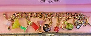 JUICY COUTURE "5 O'CLOCK SOMEWHERE" CHARM BRACELET WITH 6 CHARMS - Picture 1 of 10