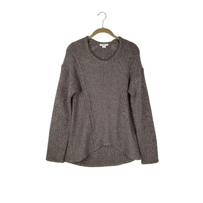 Helmut Lang Taupe Brown Alpaca Blend Sweater Crew Neck High Low Hem Size Large - Image 1 of 4