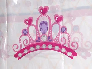 Princess Table Cover, Plastic Birthday Table Cloth, Crown Tablecloth  54" x 84" - Picture 1 of 3