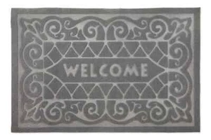 HEAVY DUTY ABSORBENT EMBOSSED DOOR MAT IN GREY - Picture 1 of 5