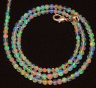 Natural Ethiopian Opal Gem Super Fire 3 To 3.5mm Round Beads Necklace 17" Bd1448