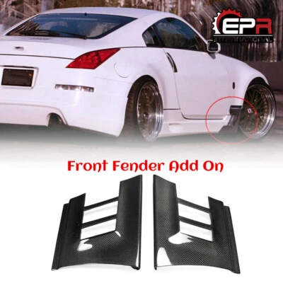 Carbon Fiber Front Fender Vent Duct Addon Extension Mudguard For Nissan 350Z Z33 - Image 1 of 4