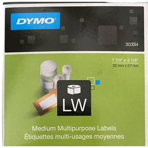 Dymo 1000 Medium 1.25 x 2.25" White Labels 30334 NIB - Picture 1 of 2
