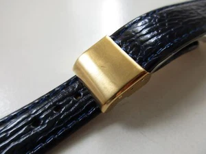 Correa de reloj de cuero azul oscuro con estampado de tiburón 18 mm - cierre desplegable - Imagen 1 de 6
