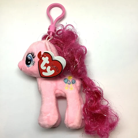 Ty Sparkle My Little Pony G4 Plush Pinkie Pie 4 Inch Keychain Clip New With Tags Cover